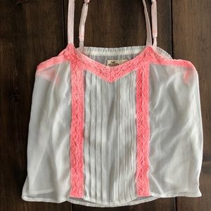 Hollister- loose see through white tank